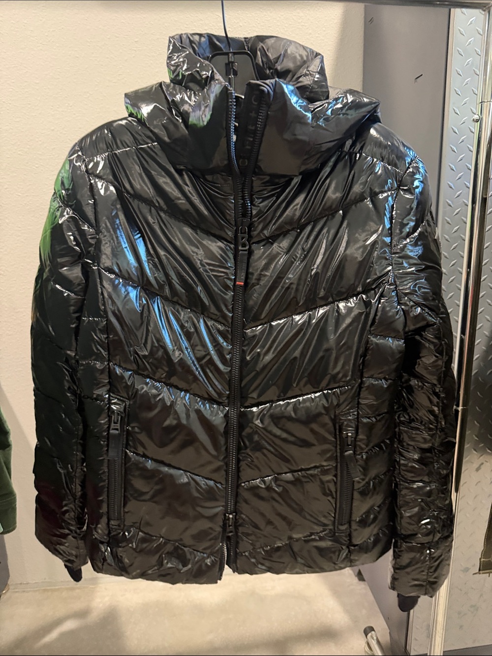 Junior or Adult Shiny Black Ski Puffer Jacket - 600+ fill Power, waterproof